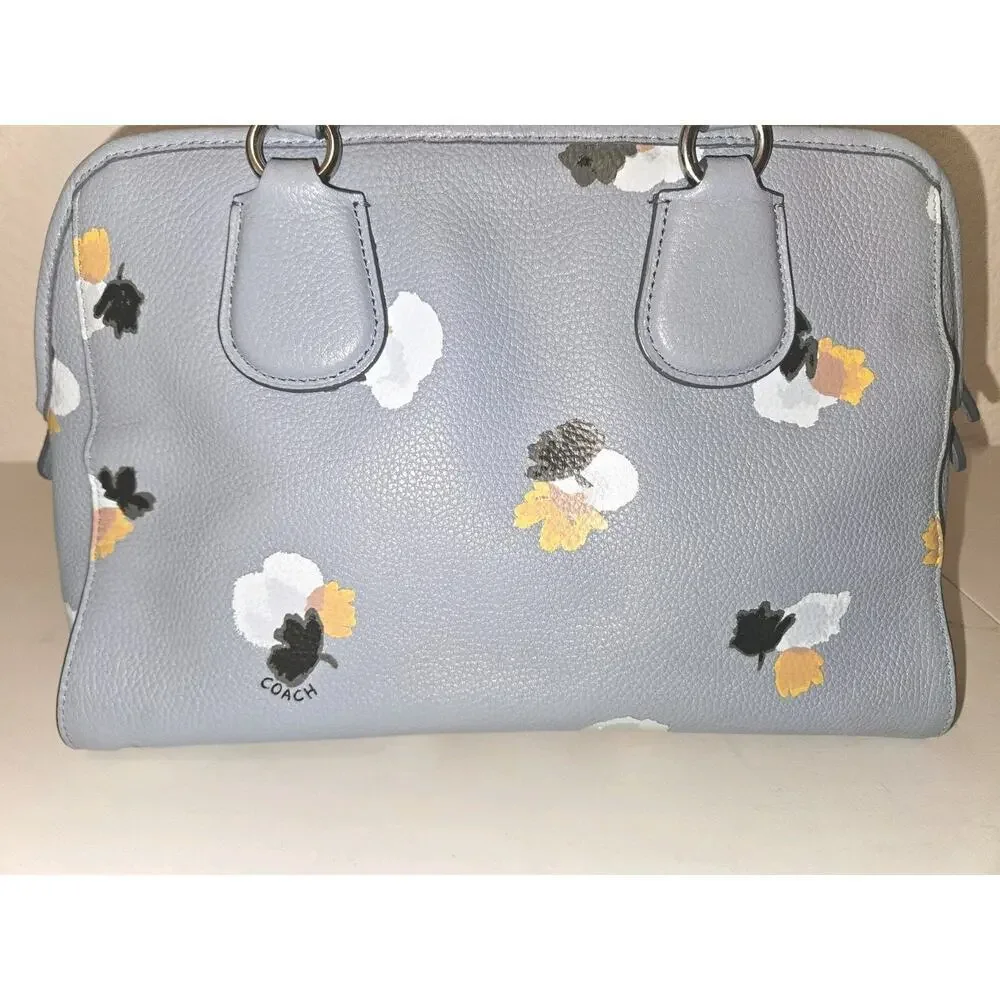 COACH Nolita Blue Floral Print Pebbled Leather Satchel Tote Shoulder Bag 37176 - Picture 8 of 16